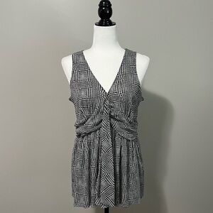 Michael Kors Layered Sheer Sleeveless Blouse Dot Pattern V-Neck